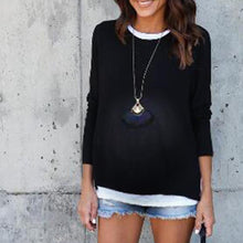 Load image into Gallery viewer, Fashion Colorblock Long Sleeve T-shirt Fake Two-piece Suit