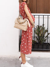 Load image into Gallery viewer, Polka Dot Print V-neck Maternity Dress