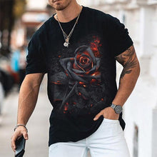 Load image into Gallery viewer, Rose Print Handsome Cotton Men's Tops