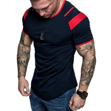 Load image into Gallery viewer, Men's Round Neck Color-Block Casual Cotton T-Shirt