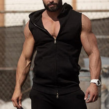 Load image into Gallery viewer, Men's Fashion Solid Color Sleeveless Hooded Sports Vest