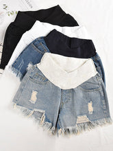 Load image into Gallery viewer, Maternity Fashion Thin Shredded Denim Shorts