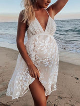Load image into Gallery viewer, Maternity Sexy V-Neck Lace Halter Dress