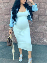 Load image into Gallery viewer, Summer Sweat-Absorbing Round Neck Maternity Dress