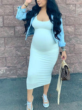 Load image into Gallery viewer, Summer Sweat-Absorbing Round Neck Maternity Dress