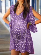 Load image into Gallery viewer, V-neck Floral Print Open Shoulder Long-sleeved Maternity Dress