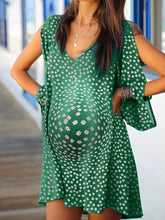 Load image into Gallery viewer, V-neck Floral Print Open Shoulder Long-sleeved Maternity Dress