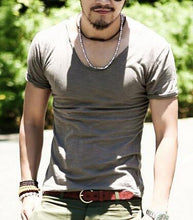 Load image into Gallery viewer, Cotton Slub V-Neck Slim Short Sleeve T-shirt