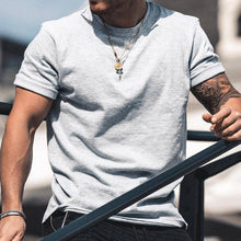 Load image into Gallery viewer, Solid Color Round Neck Cotton Sports T-shirt