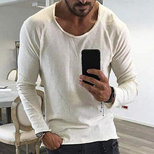 Load image into Gallery viewer, Men's Fitted Frayed Long Sleeve T-shirt