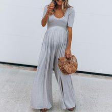 Load image into Gallery viewer, Maternity Solid Color Short Sleeve Wide Leg Jumpsuit