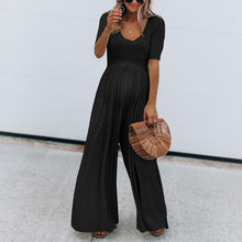 Load image into Gallery viewer, Maternity Solid Color Short Sleeve Wide Leg Jumpsuit