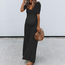 Load image into Gallery viewer, Maternity Solid Color Short Sleeve Wide Leg Jumpsuit