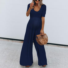 Load image into Gallery viewer, Maternity Solid Color Short Sleeve Wide Leg Jumpsuit