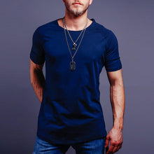 Load image into Gallery viewer, Men's Solid Color Stitching Ribbon T-Shirt