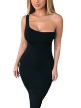 Load image into Gallery viewer, Maternity One-Shoulder Sexy Sleeveless Bodycon Dress