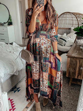 Load image into Gallery viewer, Maternity Casual V-Neck Half Sleeve Maxi dress