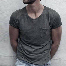 Load image into Gallery viewer, Round Neck Pocket Casual Fitness Sports T-shirt
