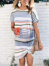 Load image into Gallery viewer, Round Neck Printed Striped Maternity Dress