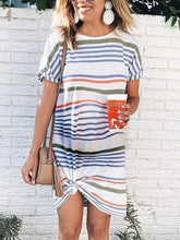 Load image into Gallery viewer, Round Neck Printed Striped Maternity Dress