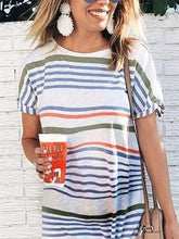 Load image into Gallery viewer, Round Neck Printed Striped Maternity Dress