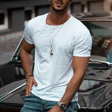 Load image into Gallery viewer, Retro solid color casual fitness short sleeve