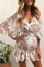 Load image into Gallery viewer, Maternity Sexy V Neck Printed Ruffled Dress