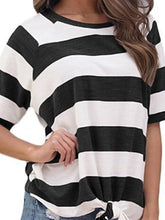Load image into Gallery viewer, Maternity Striped Knotted Short-Sleeved T-Shirt
