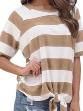 Load image into Gallery viewer, Maternity Striped Knotted Short-Sleeved T-Shirt