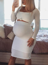 Load image into Gallery viewer, Maternity Casual Solid Color Two-Piece Bodycon Dress
