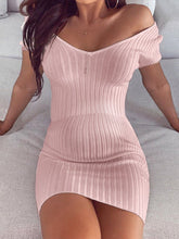 Load image into Gallery viewer, Maternity Sexy Temperament V-Neck Solid Color Slim Dress