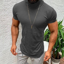 Load image into Gallery viewer, Solid Color Turtleneck Arc Hem Men's Tops