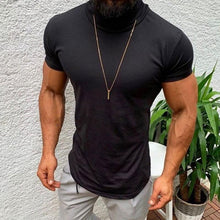 Load image into Gallery viewer, Solid Color Turtleneck Arc Hem Men's Tops