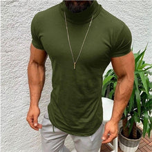 Load image into Gallery viewer, Solid Color Turtleneck Arc Hem Men's Tops