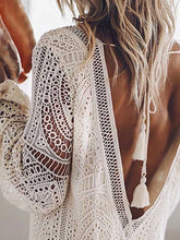 Load image into Gallery viewer, Maternity Crocheted Openwork Sexy Backless Fringed Lace Dress