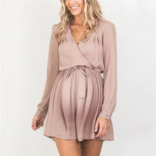 Load image into Gallery viewer, Maternity Fashion V Neck Long Sleeve Dress