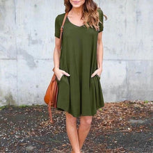 Load image into Gallery viewer, Fashion V-Neck Side Pocket Short Dress