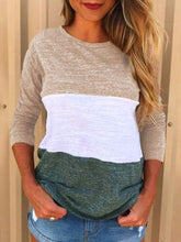 Load image into Gallery viewer, Maternity Round Neck Color Block Patchwork T-Shirts