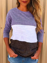 Load image into Gallery viewer, Maternity Round Neck Color Block Patchwork T-Shirts