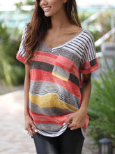 Load image into Gallery viewer, Maternity Printed Striped Short-Sleeved T-Shirt