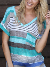 Load image into Gallery viewer, Maternity Printed Striped Short-Sleeved T-Shirt