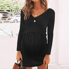 Load image into Gallery viewer, Maternity Round Neck Solid Colour Loose Dress