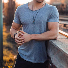 Load image into Gallery viewer, Short-sleeved Fitness Shirt with Curved Hem