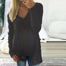 Load image into Gallery viewer, Maternity Loose V-Neck Sweater Pullover Long Sleeves