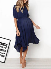 Load image into Gallery viewer, Maternity Sexy Deep V Neck Short Sleeve High Slit Floral Printed Dress