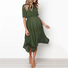 Load image into Gallery viewer, Maternity Sexy Deep V Neck Short Sleeve High Slit Floral Printed Dress