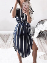 Load image into Gallery viewer, V-Neck Square Stripe Long With Maternity Dress