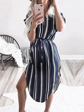Load image into Gallery viewer, V-Neck Square Stripe Long With Maternity Dress