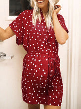 Load image into Gallery viewer, Retro Polka Dot Maternity Dress With Waist Belt