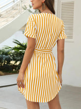 Load image into Gallery viewer, V-Neck Striped Short-Sleeved Slim Maternity Dress